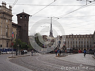 Piazza Castello square in Turin Editorial Stock Photo