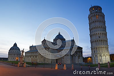 Piazza dei Miracoli at dusk, Pisa, Tuscany, Italy Stock Photo