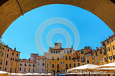 Piazza del Anfiteatro in Lucca, Tuscany, Italy Stock Photo