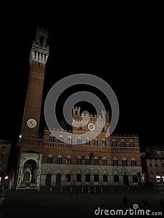 View of Palazzo Pubblico in Siena Stock Photo