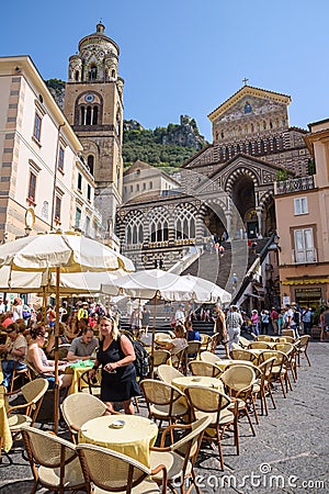 Piazza del Duomo in Amalfi town Editorial Stock Photo