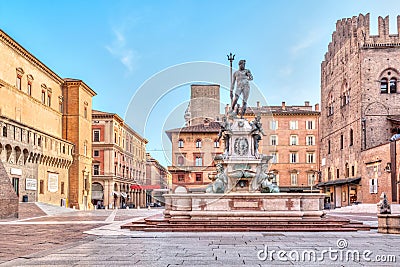 Piazza del Nettuno square in Bologna Stock Photo