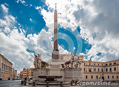 The Piazza del Quirinale with the Horse Tamers Stock Photo