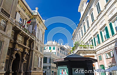 Piazza della Meridiana square in historical centre of city Genoa Genova, Liguria, Italy Stock Photo