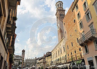 Piazza delle Erbe, Verona, Italy, Europe Stock Photo