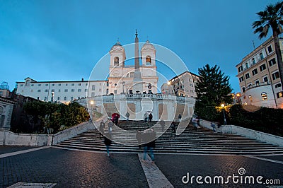 Piazza di Spagna, Rome, Italy, by night Editorial Stock Photo
