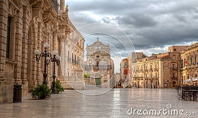 Piazza Duomo, Syracuse, Sicily, Italy Stock Photo