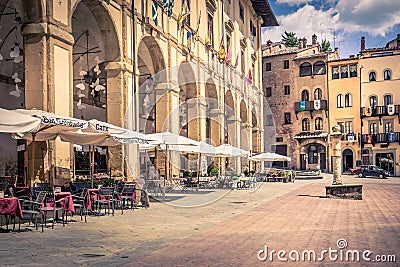 Piazza Grande in Arezzo city, Italy Stock Photo