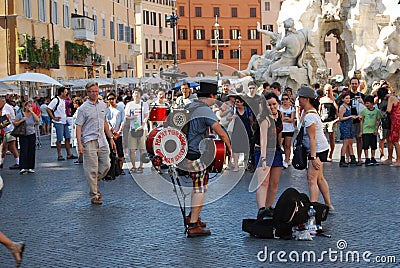 Piazza Navona, crowd, tourism, recreation, street Editorial Stock Photo