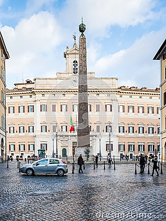 Piazza Piazza di Montecitorio with Obelisk Editorial Stock Photo