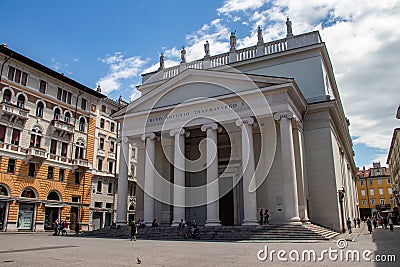 Piazza Sant'Antonio Nuovo in Trieste, Italy, is a vibrant square with a charming atmosphere Editorial Stock Photo