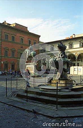Piazza Santissima Annunziata, Firenze, Italy Editorial Stock Photo