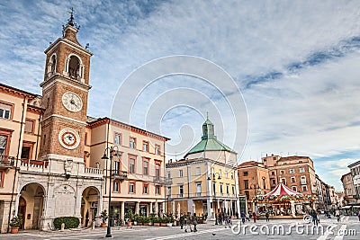 Piazza Tre Martiri in Rimini, Italy Editorial Stock Photo