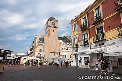 Piazza Umberto I on Capri Island Editorial Stock Photo