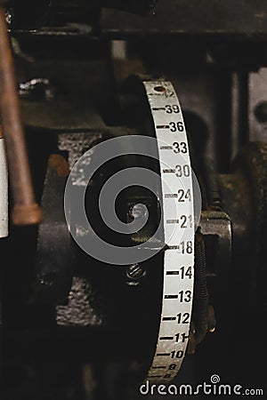 Pica wheel on Linotype machine Stock Photo