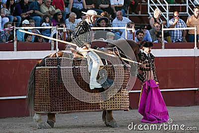 Picador bullfighter, lancer whose job it is to weaken bull's neck muscles Editorial Stock Photo