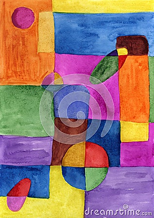Picasso style colored hand drawing shapes. Abstraction, watercolor. Graphic abstract background. Creative art background Stock Photo