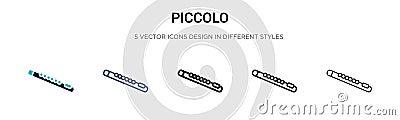 Piccolo icon in filled, thin line, outline and stroke style. Vector illustration of two colored and black piccolo vector icons Vector Illustration