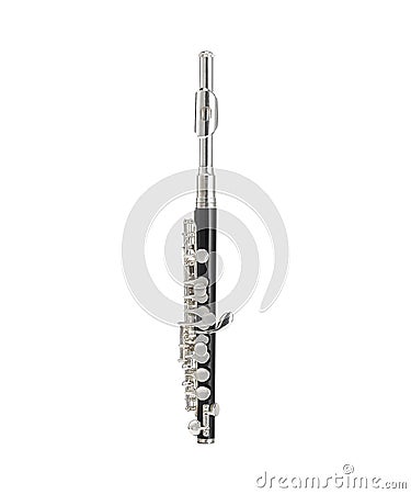 Piccolo, Piccolos, Wind, Woodwinds Classical Music Instrument Isolated on White background, Musician, Hobby, Fingerings Stock Photo