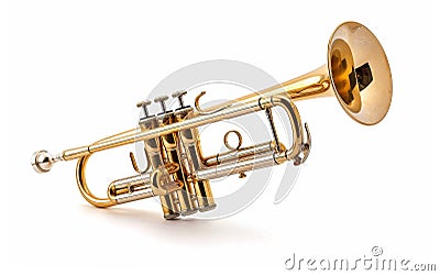 Piccolo Trumpet On White Background Stock Photo