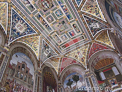 Piccolomini Library Frescos in Siena Editorial Stock Photo