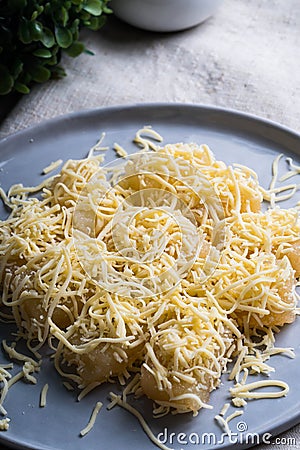 Pichi pichi is a form of Filipino dessert made from grated cassava Stock Photo