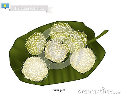 Pichi-Pichi or Palauan Dessert Made of Coconut and Grated Cassava Vector Illustration