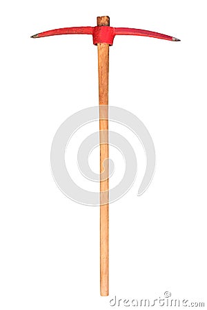 Pick axe on isolated white background. Pickaxe or Mattock object Stock Photo