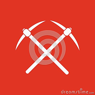 The pick icon. Pickax symbol. Flat Vector Illustration