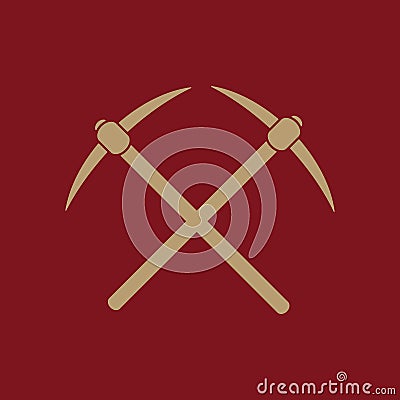 The pick icon. Pickax symbol. Flat Vector Illustration