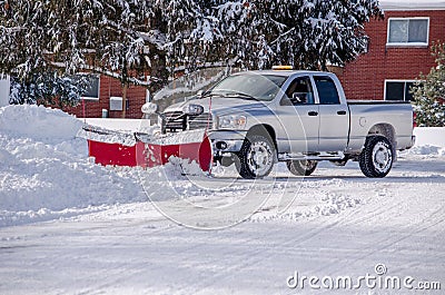 Plowing snow after a big storm Stock Photo