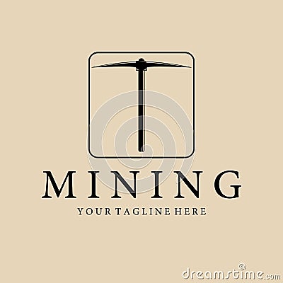 pickax or pickaxe mining logo vector vintage illustration template design. mining equipment traditional logo vintage . mining Vector Illustration