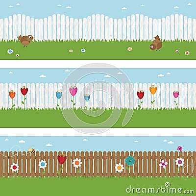 Picket fence banners Vector Illustration