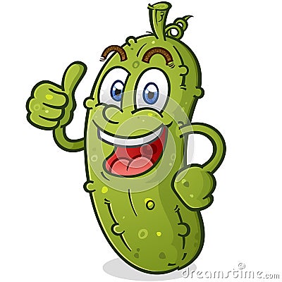 Pickle Cartoon Character Giving a Thumbs Up Vector Illustration