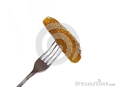 pickle on a fork Stock Photo