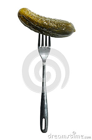 Pickle on a Fork Stock Photo