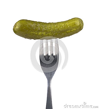Pickle on fork Stock Photo
