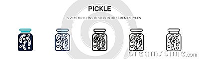 Pickle icon in filled, thin line, outline and stroke style. Vector illustration of two colored and black pickle vector icons Vector Illustration