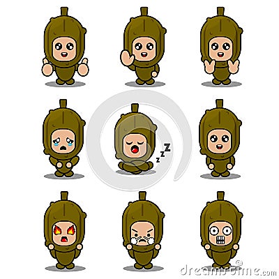 Pickle mascot costume expression set Vector Illustration