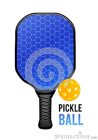 Pickleball with a ball and a racket for playing. Vector illustration Vector Illustration