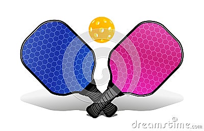 Pickleball with a ball and a rackets for playing. Vector illustration Vector Illustration