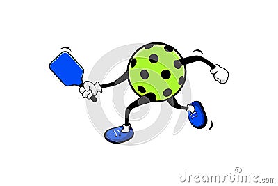 Pickleball cartoon character in forehand position Vector Illustration
