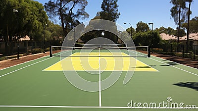 A pickleball court with neatly painted lines Stock Photo