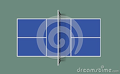 Pickleball field. Top view vector illustration with grid and shadow Vector Illustration