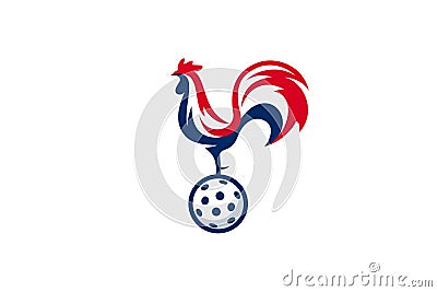 pickleball logo with a combination of a ball and Gallic Rooster Vector Illustration