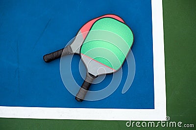 Pickleball paddle and ball Stock Photo