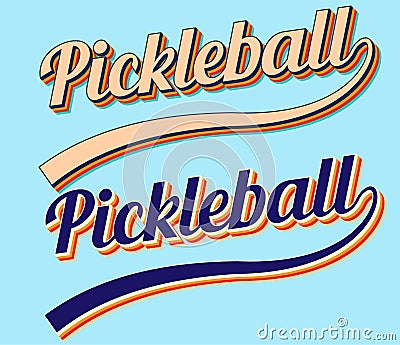 pickleball retro word Vector Illustration