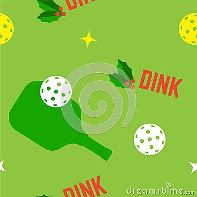 Pickleball seamless pattern. Christmas Vector Illustration