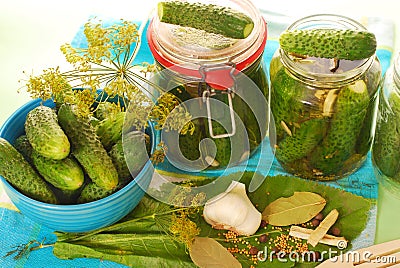 Pickled cucumbers Stock Photo