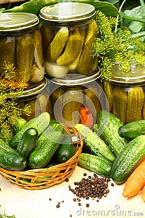 Pickled cucumbers Stock Photo